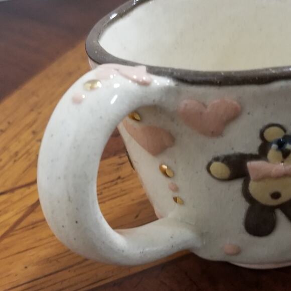 Signed coffee mug pottery/clay teddy bears and hearts Signed - Picture 16 of 16